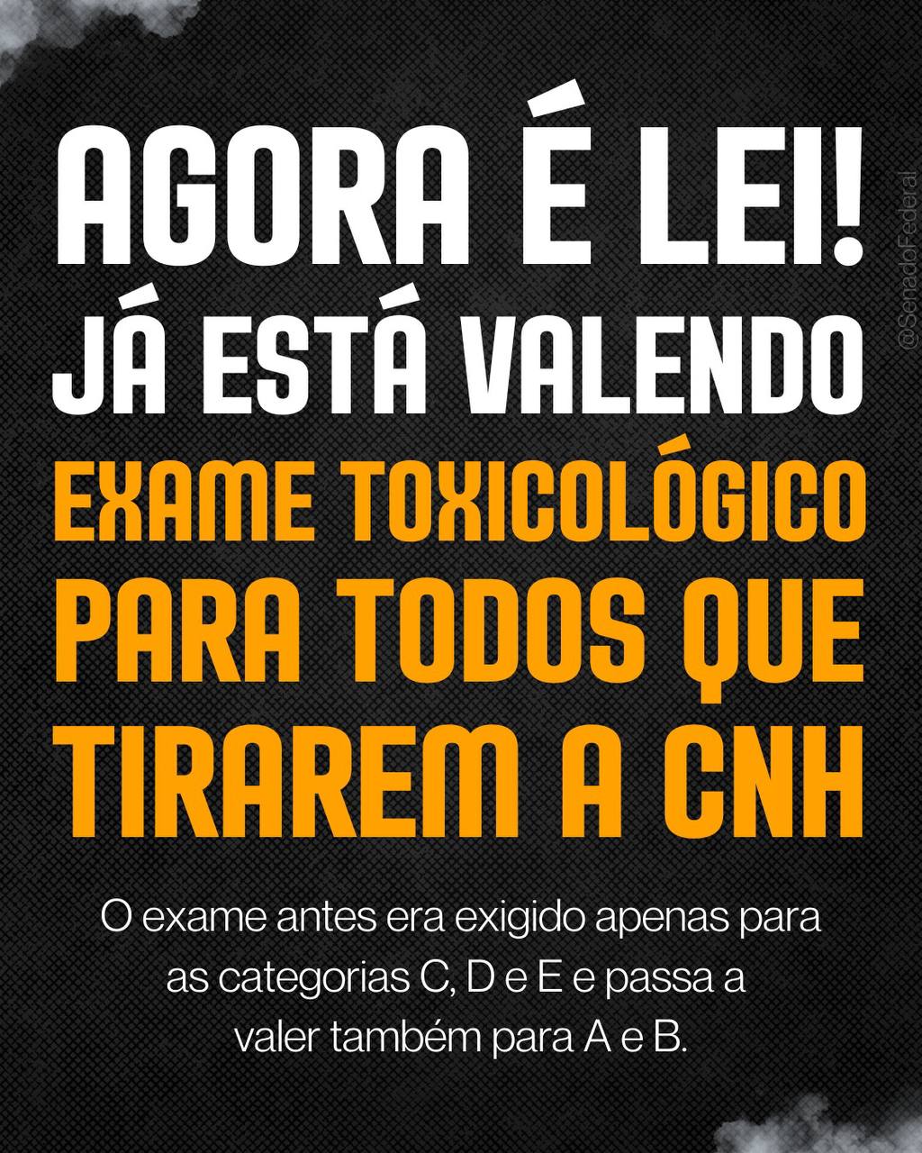 Congresso Derruba Vetos e Exame Toxicológico Volta a Ser Obrigatório Para Primeira Habilitação de Motoristas das Categorias A e B
