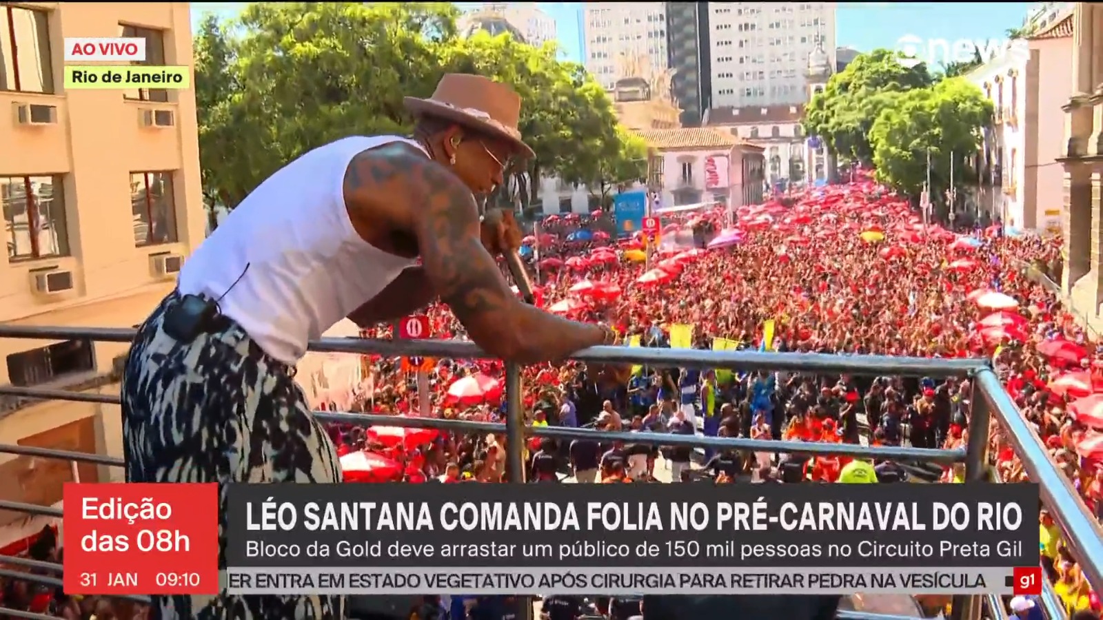 Léo Santana e Bloco da Gold arrastam multidão no Circuito Preta Gil durante o pré-carnaval do Rio