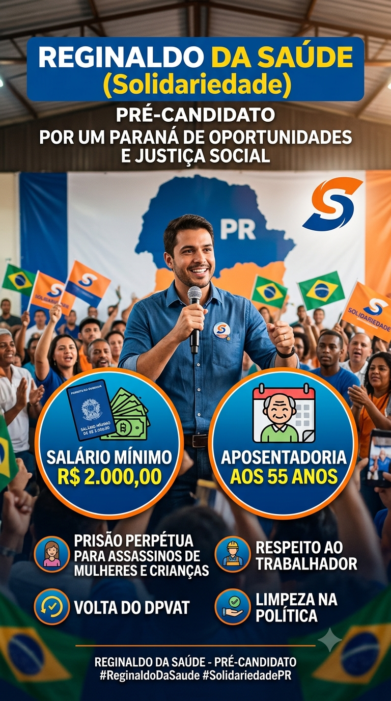 Reginaldo da Saúde defende salário mínimo de 2 mil reais e aposentadoria aos 55 anos como bandeiras de sua pré-candidatura