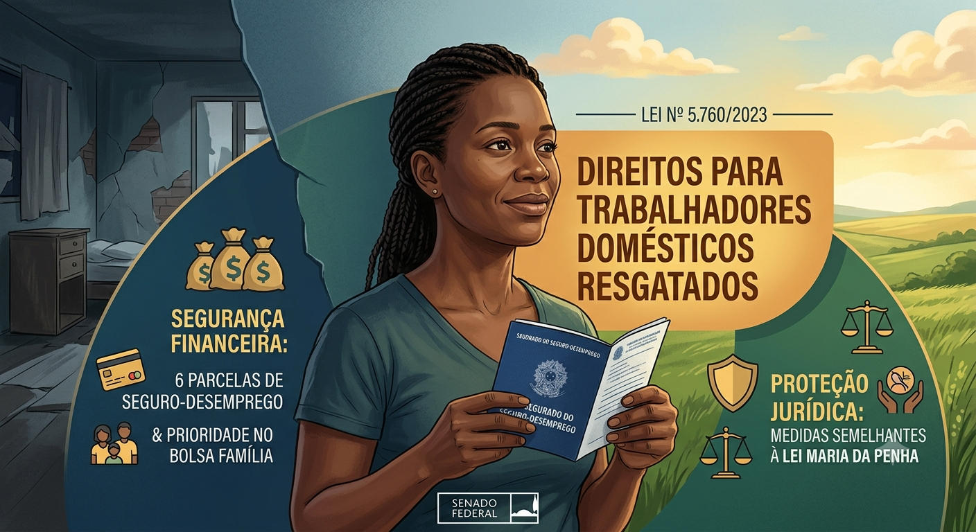 Senado aprova proteção com seguro-desemprego ampliado e regras da Lei Maria da Penha para domésticos resgatados de trabalho escravo
