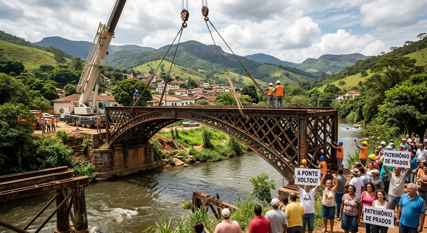 Investigação busca desvendar furto de ponte histórica de ferro em Prados