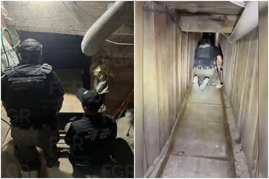 Autoridades do México e dos EUA descobrem túnel clandestino sofisticado com sistema de trilhos e iluminação na fronteira