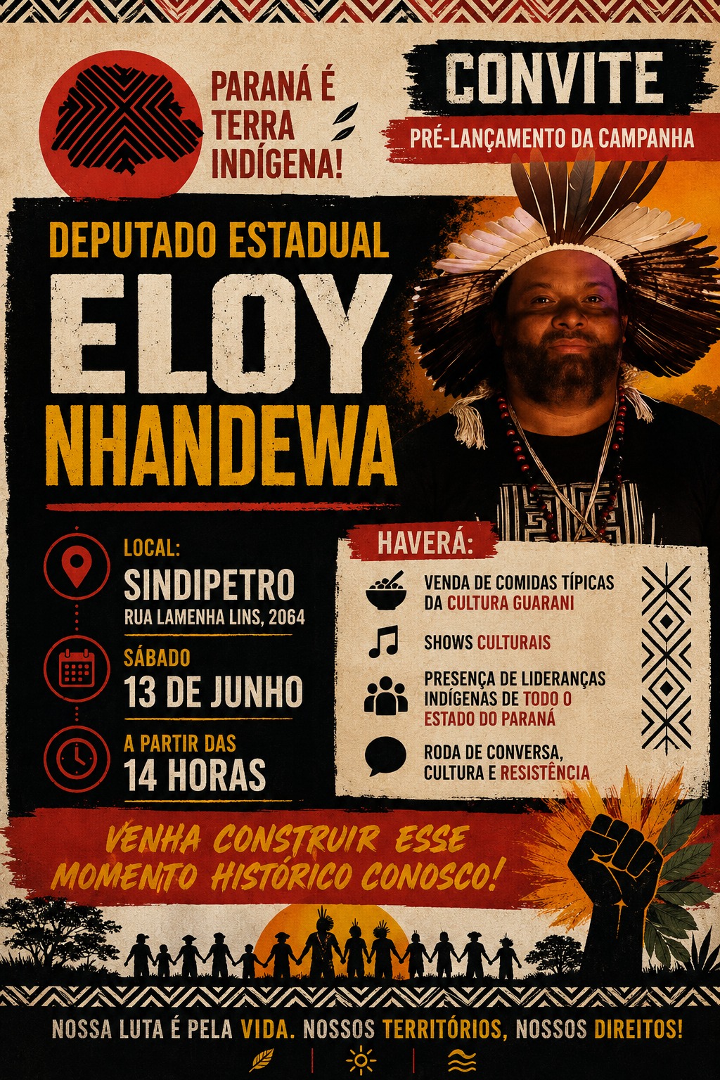 Eloy Nhandewa lança pré-candidatura a deputado estadual pelo movimento Paraná é Terra IndÃgena no Sindipetro